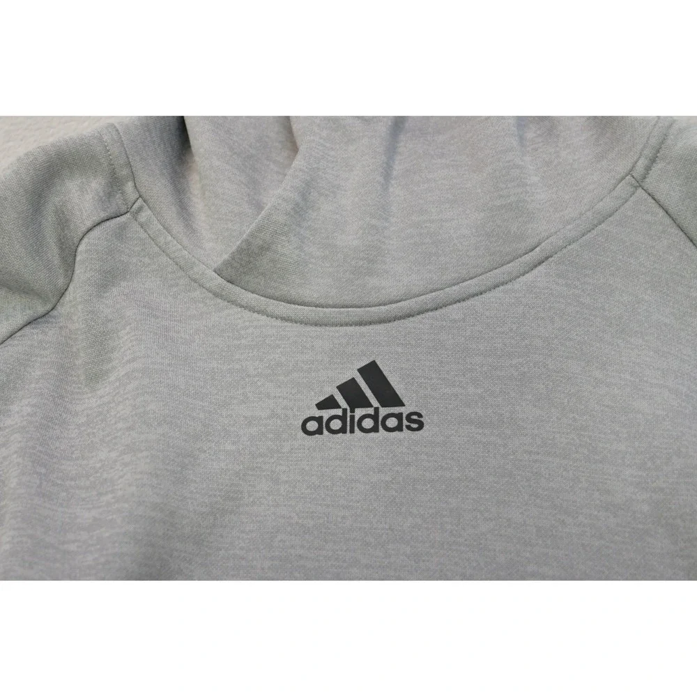 Adidas Hoodie Men Medium Grey Crossover Neck Athletic Activewear Excellent